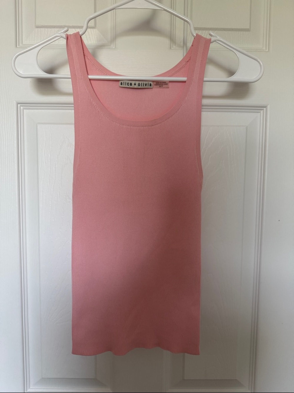 Alice + Olivia Soft Pink Ribbed Knit Tank XS
